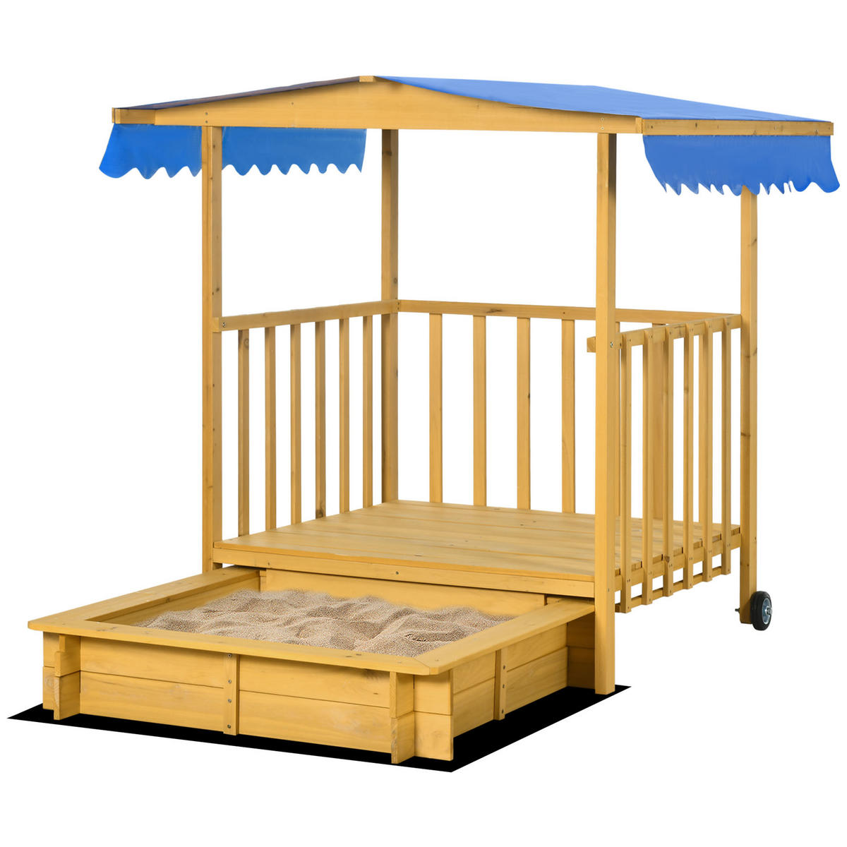 SANDKASTEN DE-10429 mit Spielhaus & Dach Natur - Naturfarben, Holzwerkstoff (133/129/137.5cm) - ComfortXL