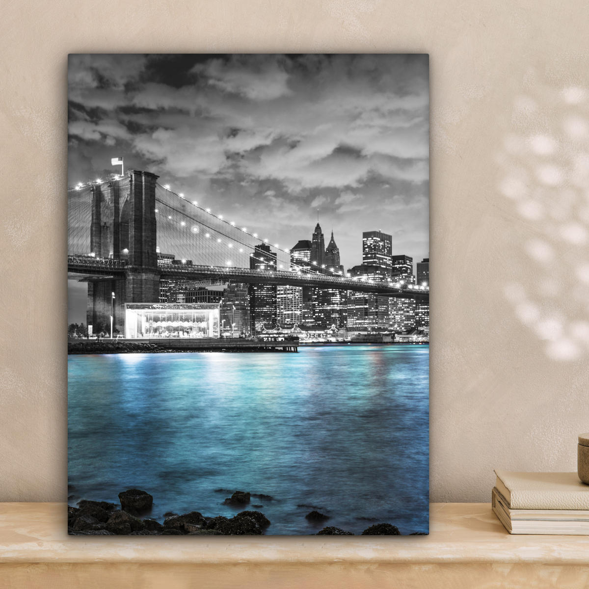 LEINWANDBILD New York - Skyline - Stadt - Blau Room Decor 30x40 cm - Blaugrau, Textil (30/40cm) - MuchoWow