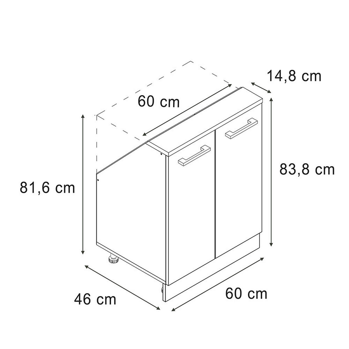 KUCHYŇSKÁ SKŘÍŇKA POD ŠIKMOU STŘECHU R-Line Antracitový venkovský dům 60 cm se 2 dvířky - medově dubová/antracitová, kompozitní dřevo (60/83.8/46cm) - Vicco