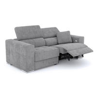 SOFA QUARTZ 3-Sitzer mit 1 Relaxfunktion, grau - Silberfarben/Grau, Holzwerkstoff/Textil (204/80/102cm) - Courtois Laville