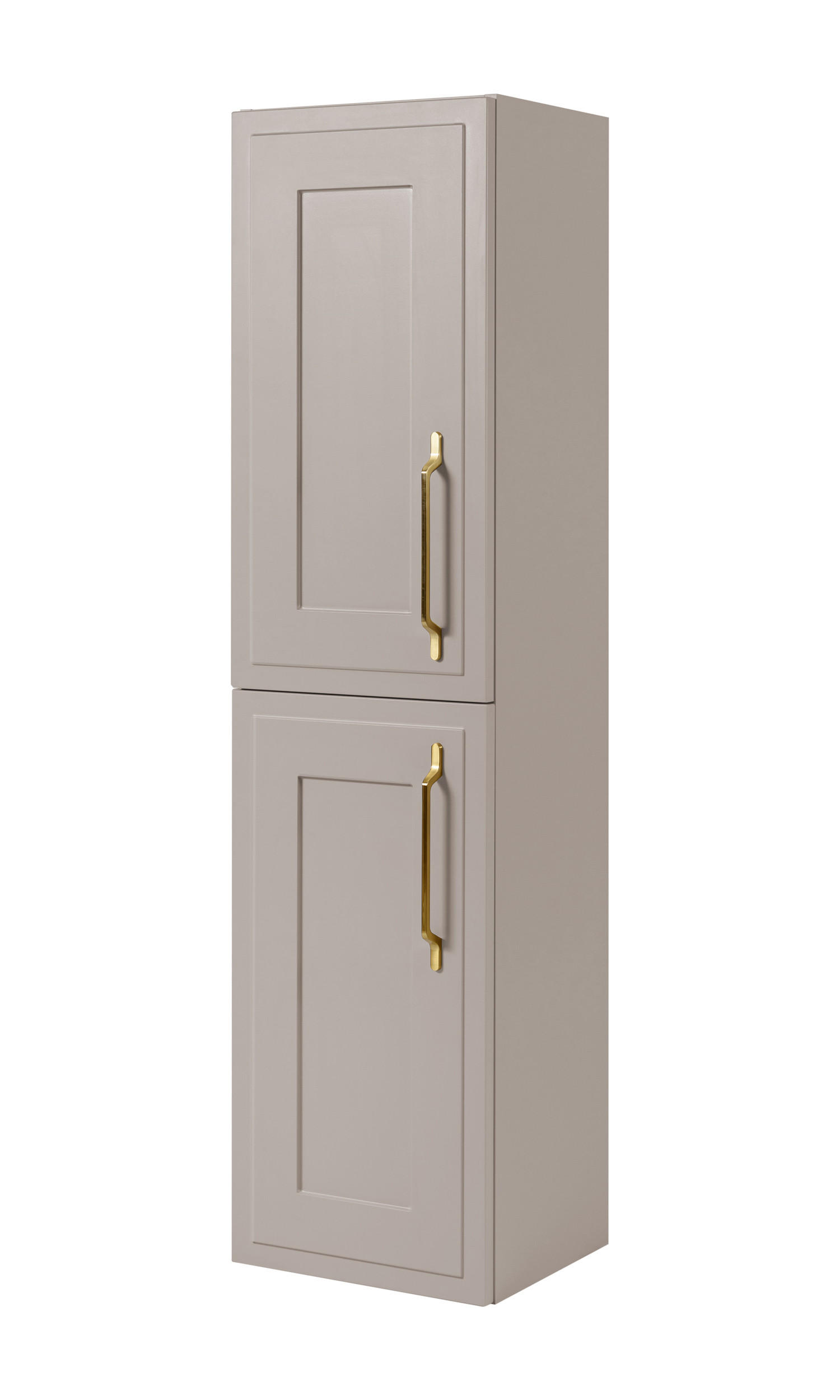 BADEZIMMERSCHRANK, Kaschmir, 35 x 136 x 27 cm, goldener Griff - Beige/Goldfarben, Holzwerkstoff/Metall (35/136/27cm) - 3XE LIVING