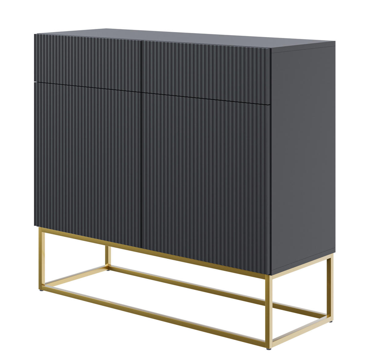 KOMMODE Veldio Schwarz mit goldenem Metallgestell 100 cm - Goldfarben/Schwarz, Holzwerkstoff/Metall (100/90/38cm) - Selsey