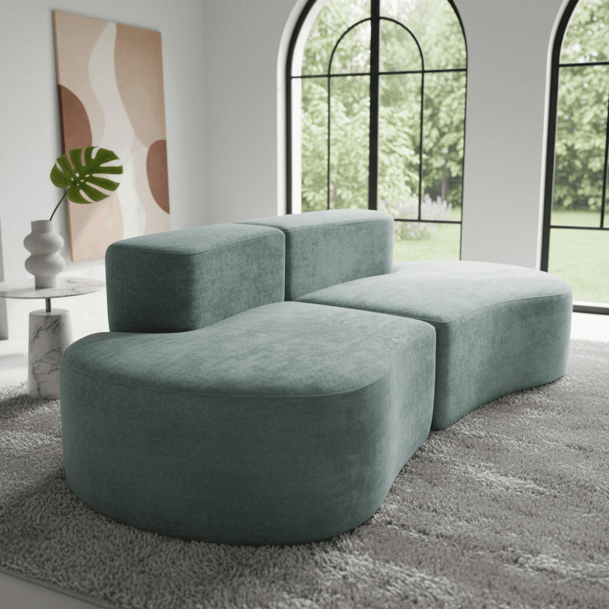 SOFA Lounge Salbei 2-Sitzer - Salbeigrün, Textil (240/75/102cm) - COCO Living