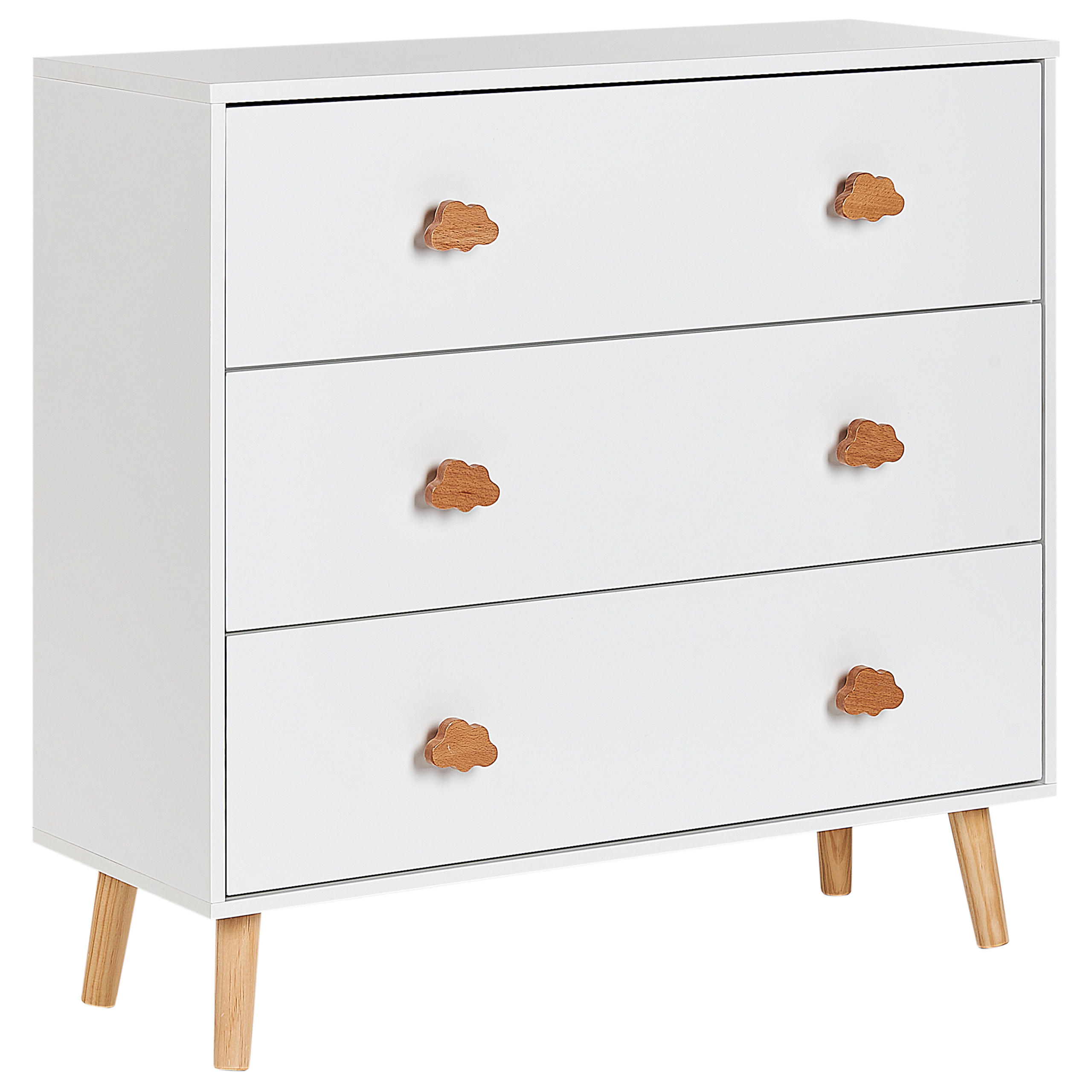 KOMODA s 3 zásuvkami Bílá Cloudy - bílá, kompozitní dřevo (80/76/30cm) - Beliani