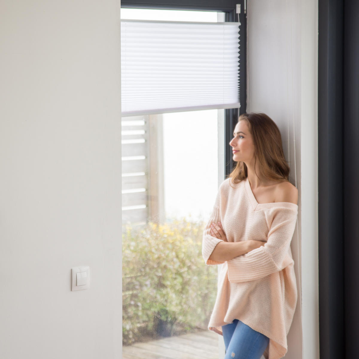 PLISSEE - Weiß, Kunststoff/Textil (100/130/2cm) - Relaxdays