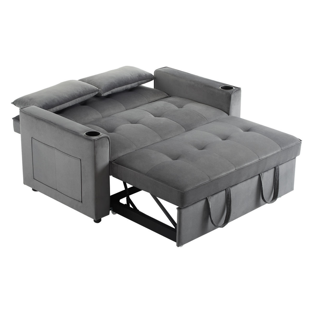 DOPPELSCHLAFSOFA 137x76.5x83 3-stufig, Samt, grau - Grau, Textil (76.5/83/137cm) - Luhomfu