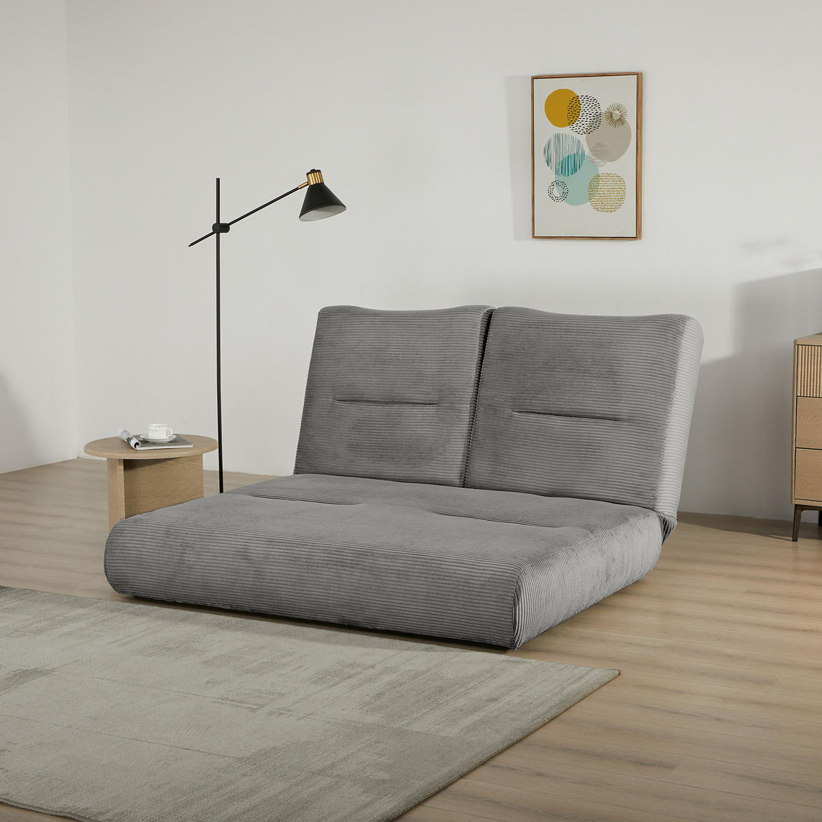 SCHLAFSOFA - Cordstoff - Grau, Textil (159/88/160cm) - home24