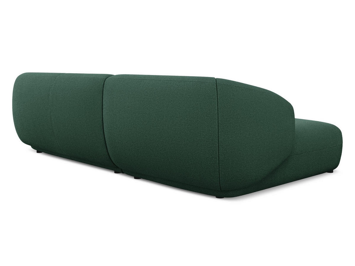 ECKSOFA Links Bouclé Stoff Grün - Dunkelgrün/Schwarz, Kunststoff/Textil (156/280cm) - Makamii