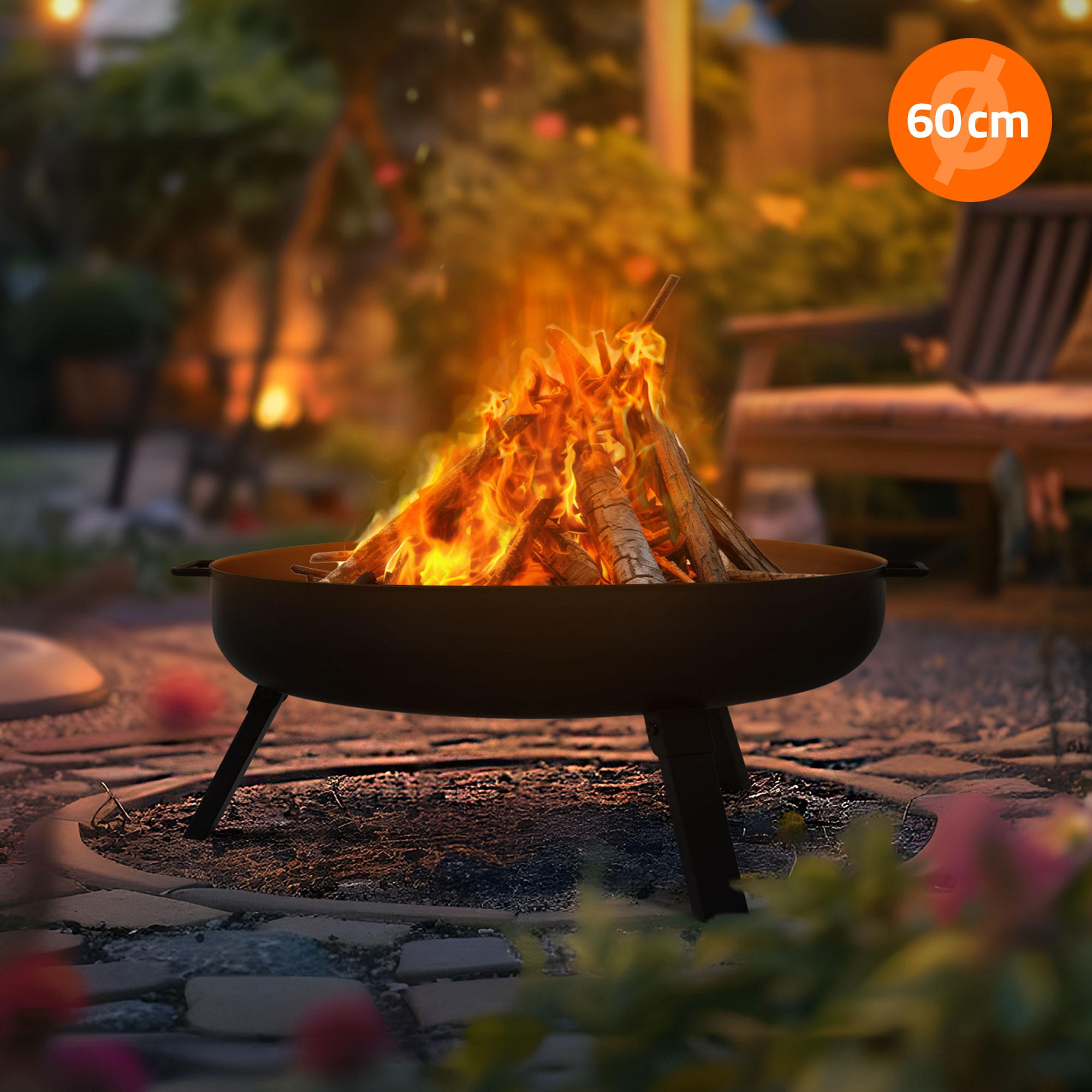 FEUERSCHALE - Schwarz, Metall (60/27/67.5cm) - ECD-Germany