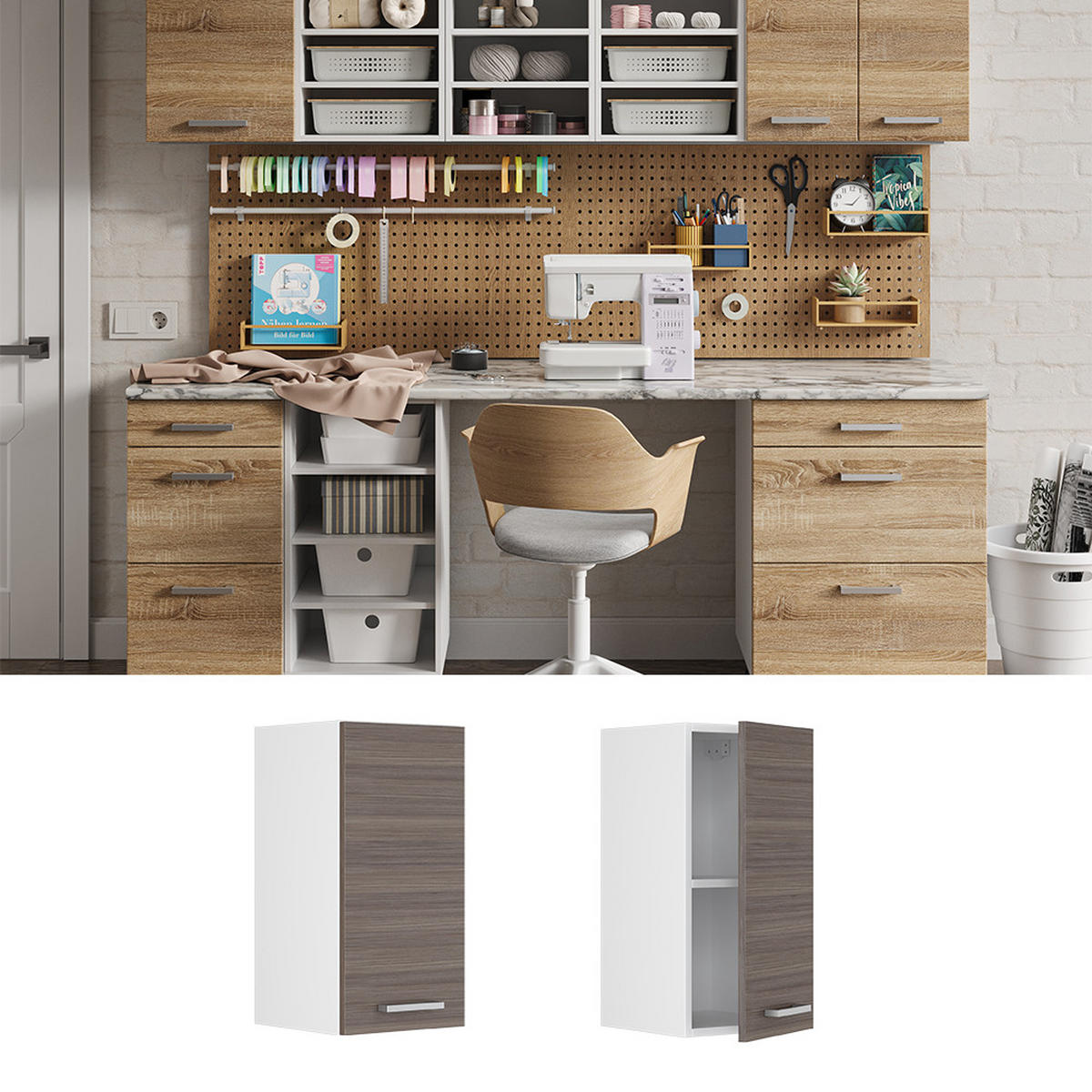 HÄNGESCHRANK R-Line Grau 30 cm mit Tür - Grau, Holzwerkstoff (30/60/31cm) - Vicco
