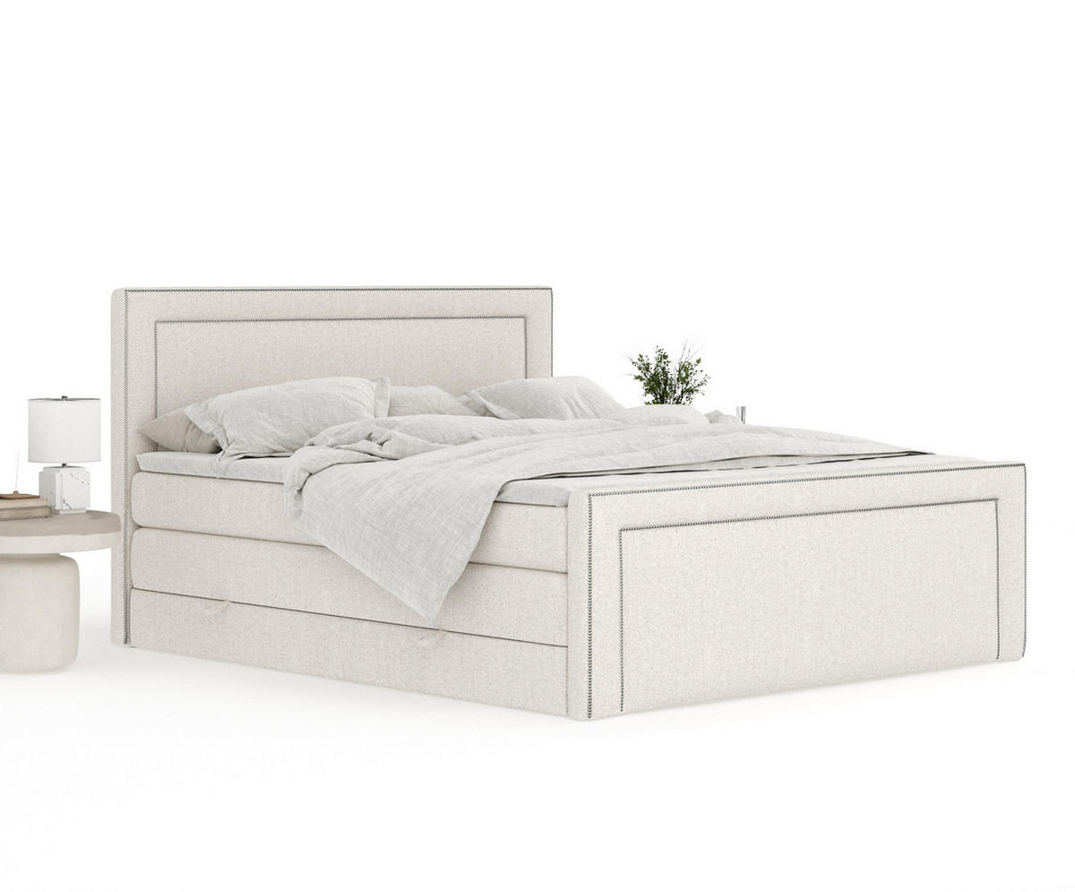 BOXSPRINGBETT Luxora Beige 180/200 cm - Beige/Schwarz, Holz/Holzwerkstoff (180/200cm) - Maison de Reve