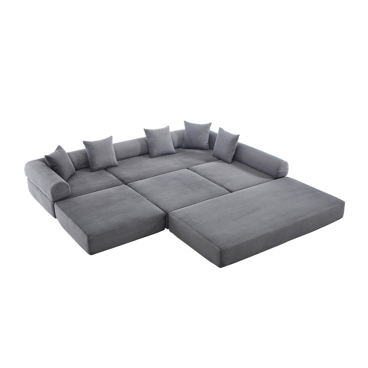SCHLAFSOFA 270/180/64 cm Dunkelgrau mit Integrierte Seitentaschen - Dunkelgrau, Textil (270/64/180cm) - Oxeza