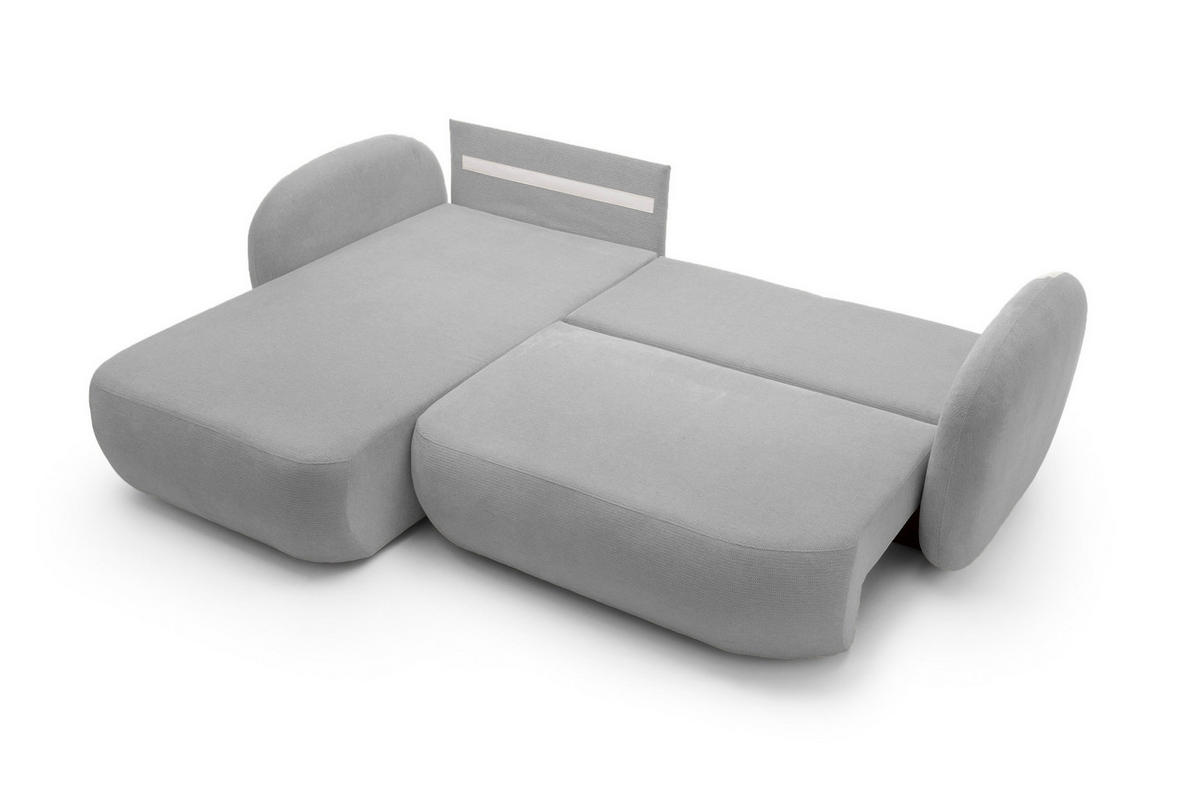 ECKSOFA OLIO L-Form Schlaffunktion mit Bettkasten, lose Rückenkissen, freistehend, LINKS 174x248 cm Silver-coloured - Grau, Holz/Textil (174/248cm) - DomoHome