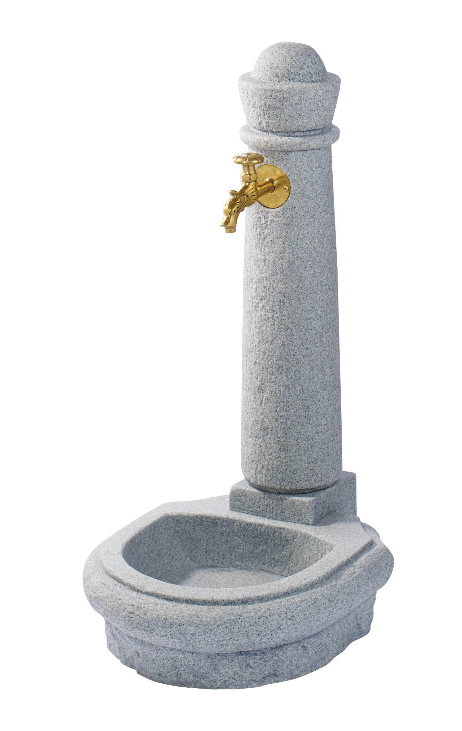 STEINBRUNNEN aus Kunststoff, lighte inkl. Nostalgie-Auslaufhahn - Hellgrau, Kunststoff (44/52/90cm) - GARANTIA