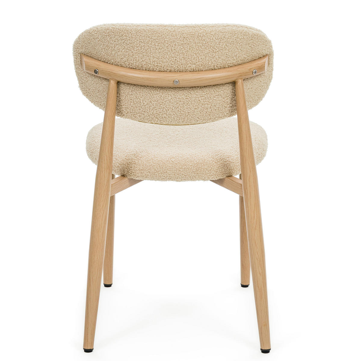 STUHL ALMO gepolstert Beine in Holzoptik - dunkelbeige - Boucle - Champagner/Eichefarben, Textil/Metall (47/77/54cm) - NEW HOME