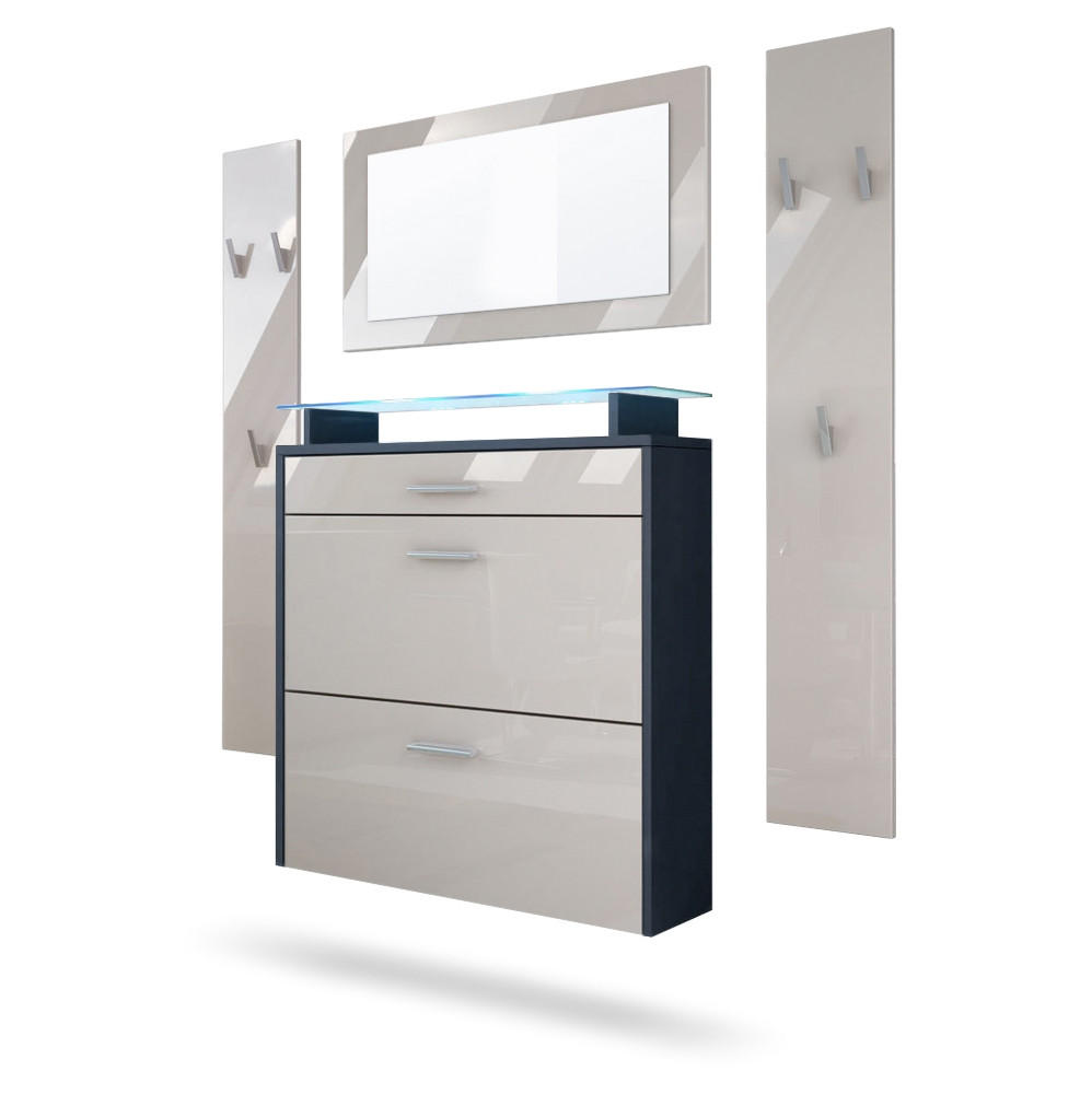 GARDEROBE Malea Fronten in Sandgrau Hochglanz - Sandfarben, Holzwerkstoff (180/180/23cm) - Vladon