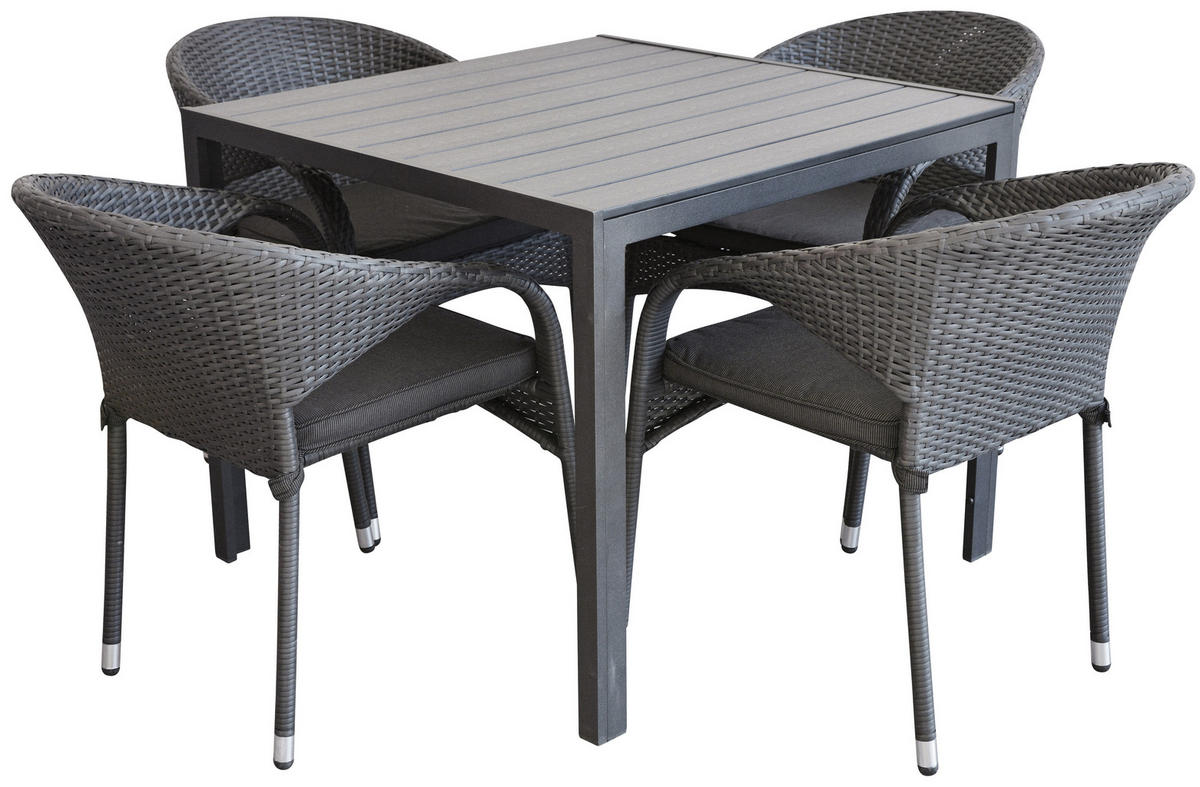 GARTENTISCH Schwarz - Schwarz, Holzwerkstoff (90/90/75cm) - ebuy24