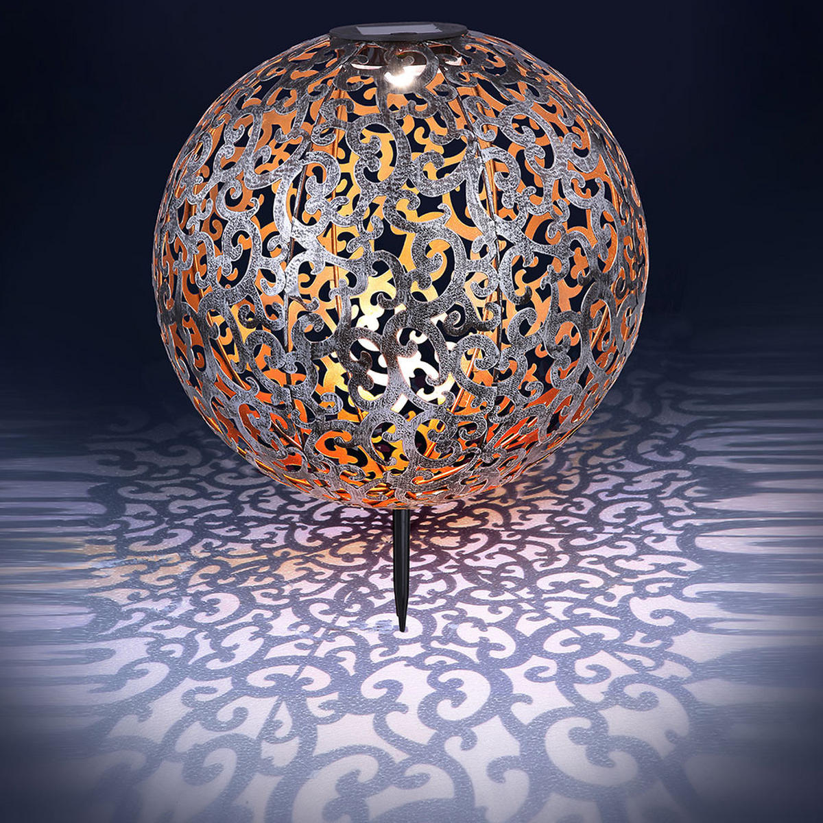 LED AUSSENLEUCHTE Kugel Schwarz - Schwarz, Metall (28.5/28.5/40cm) - Globo Lighting