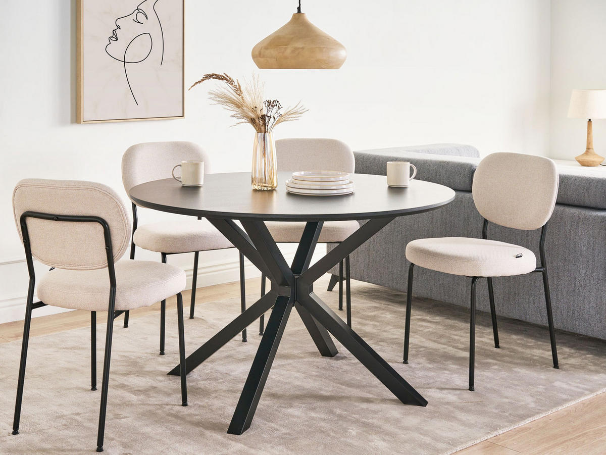 ESSTISCH Schwarz 120/120 cm Fitzroy - Schwarz, Holzwerkstoff (120/120/75cm) - Beliani