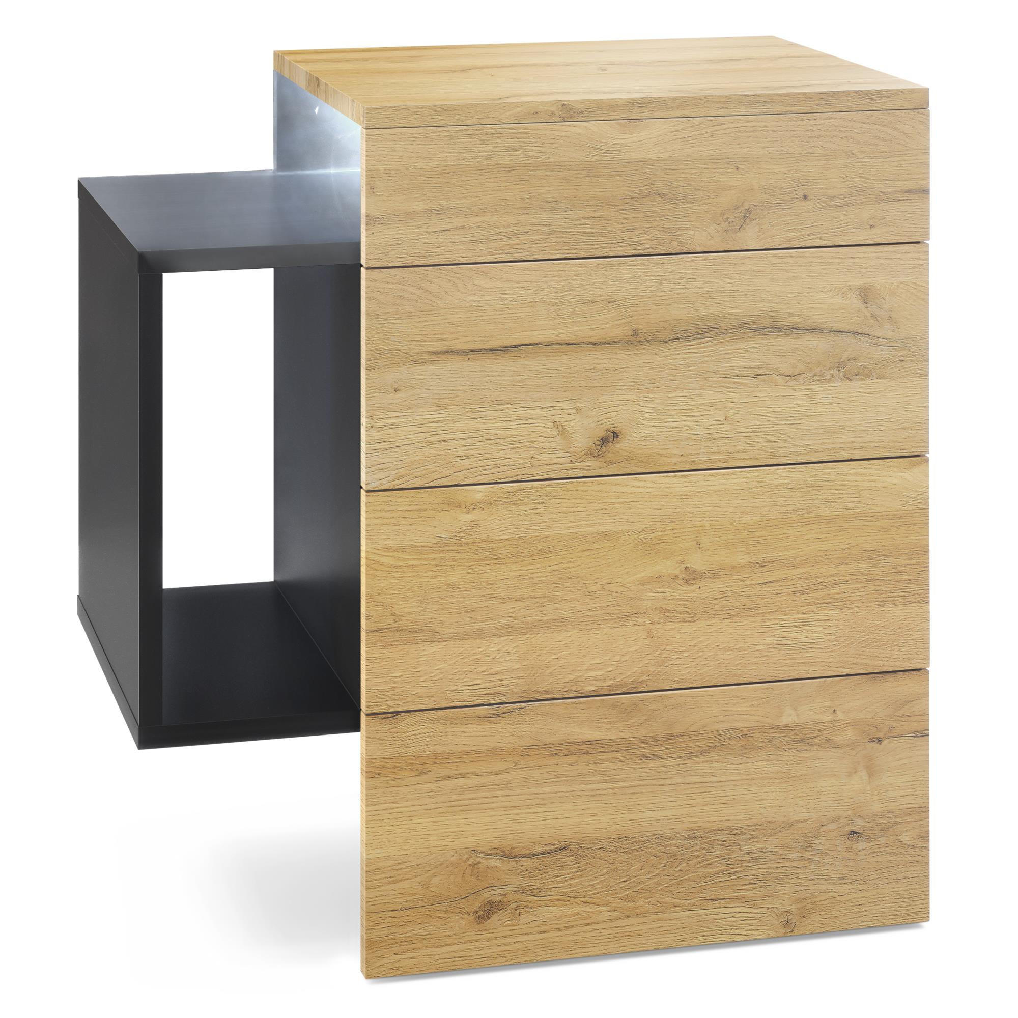 NACHTTISCH Queens Front in Eiche Natur - Eichefarben, Holzwerkstoff (60/63/36cm) - Vladon