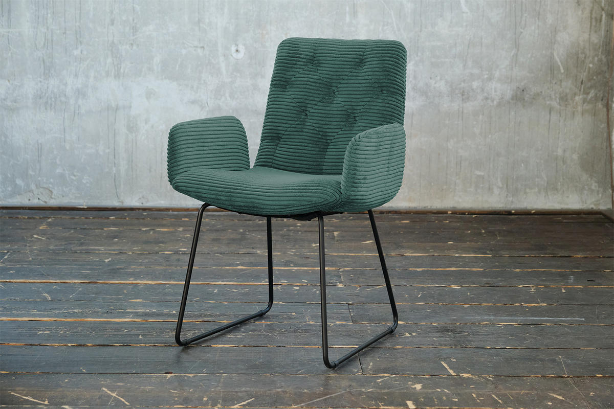 STUHL NEW CHARME Smaragdgrün Cord - Smaragdgrün, Textil (59/87/66cm) - KAWOLA