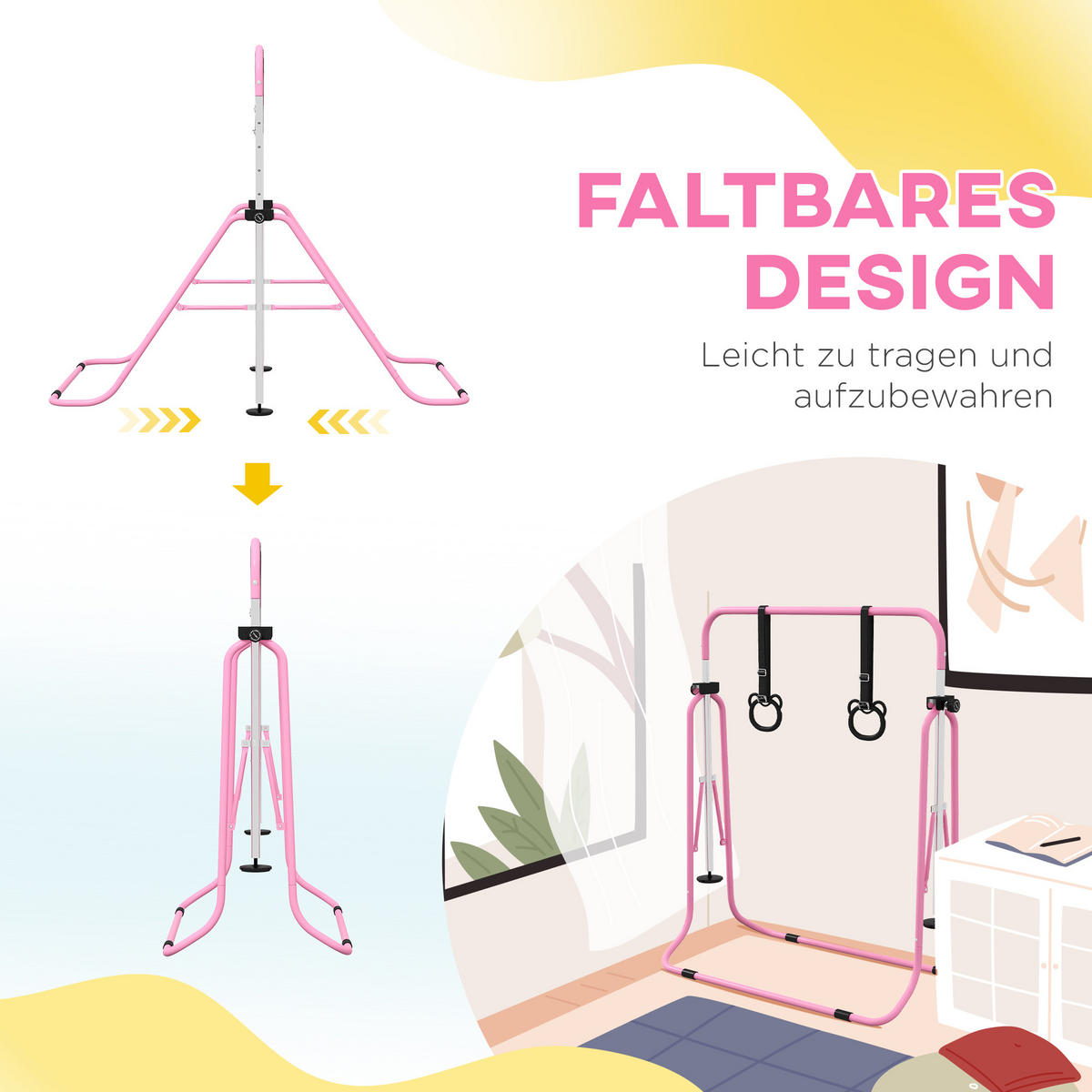 KINDERTURNSTANGE - Rosa, Metall (105/128/148cm) - HOMCOM