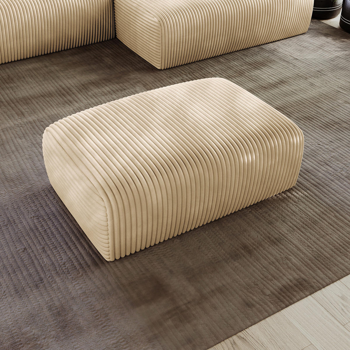 POLSTERHOCKER - Cord - Beige/Schwarz, Kunststoff/Textil (110/40/72cm) - home24