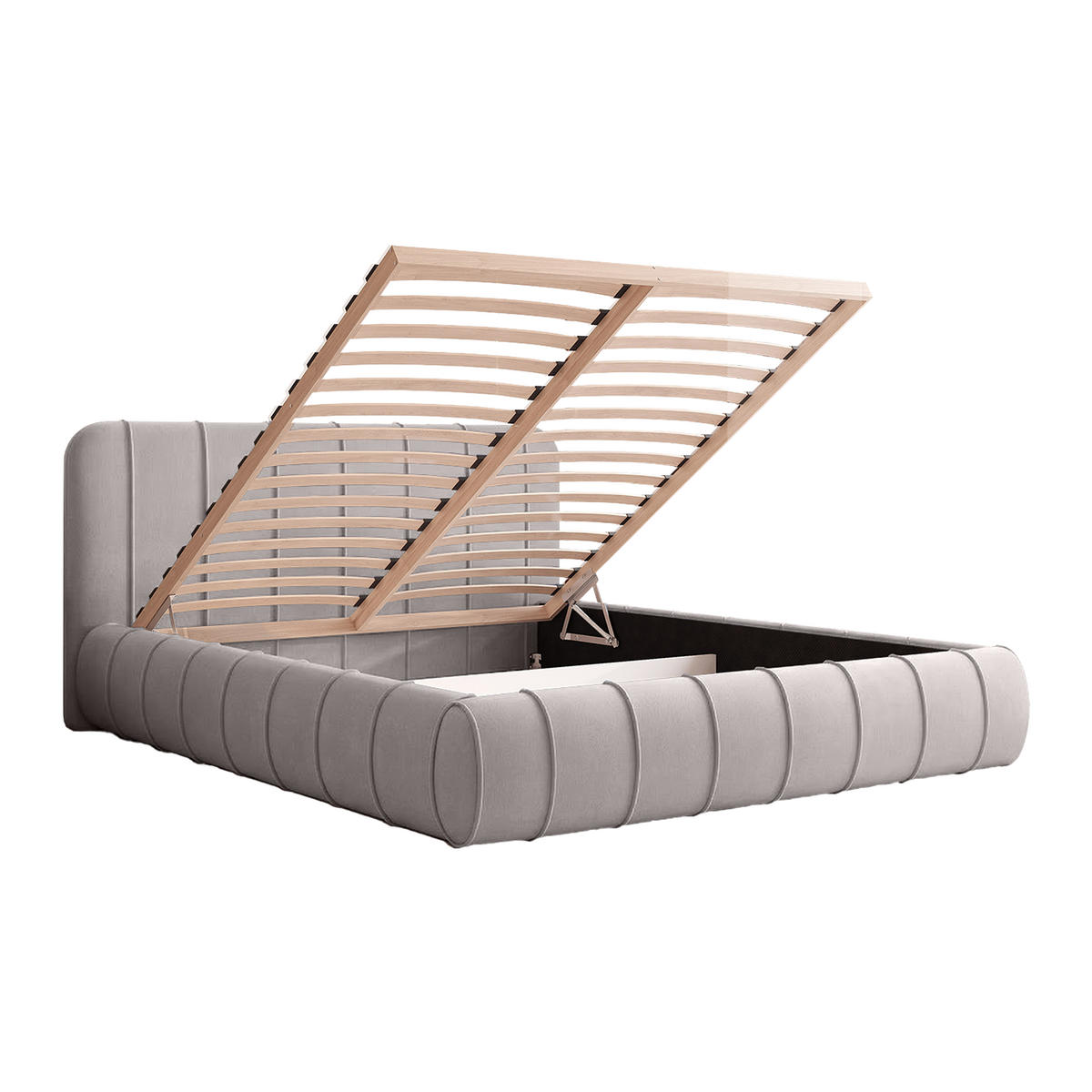 POLSTERBETT TIRO 200x200 cm, Grau - Grau, Textil (200/200cm) - Fedve