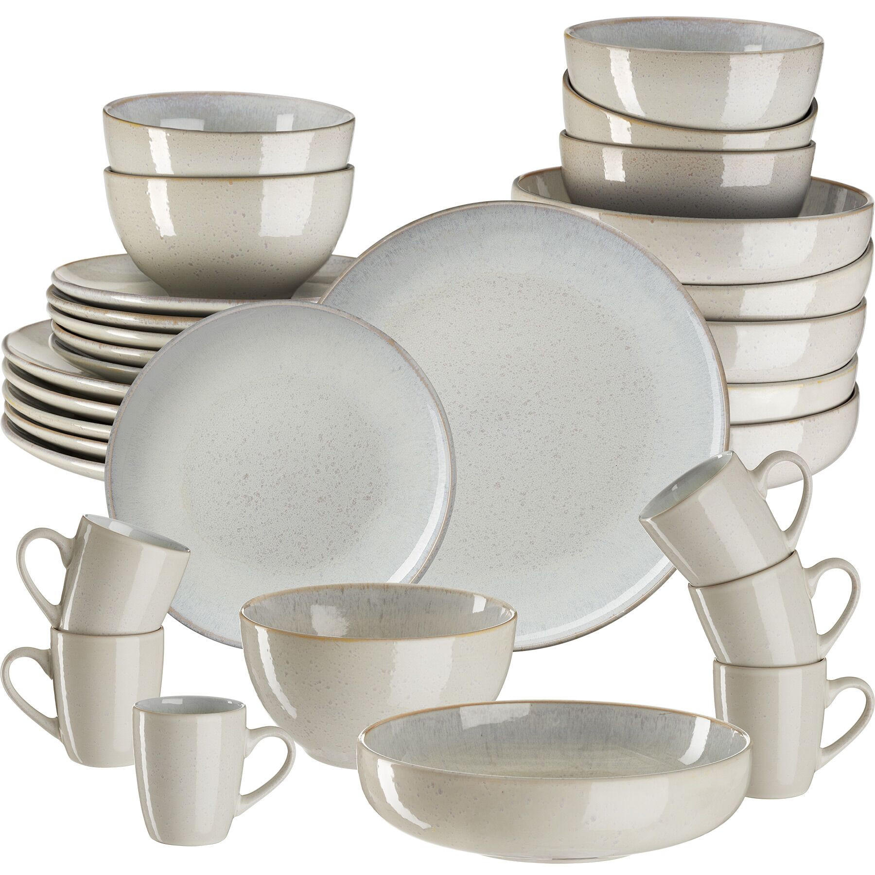 KOMBISERVICE Mare, ineinander stapelbar, grau - Grau, Keramik (26.5/2.5/26.5cm) - tectake