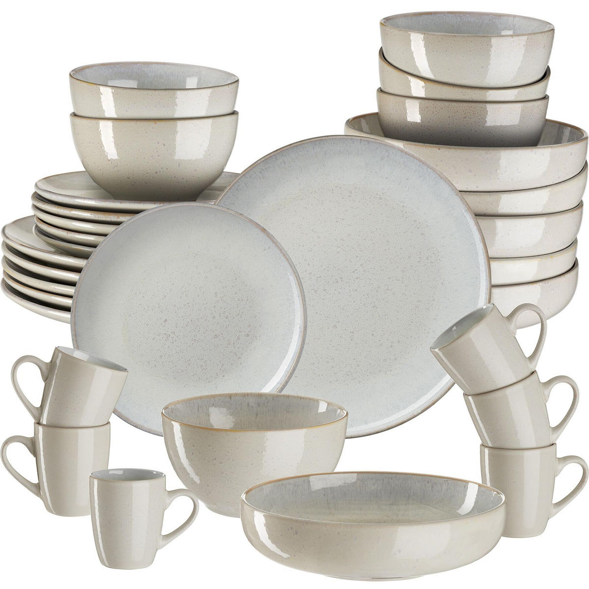 KOMBISERVICE Mare, ineinander stapelbar, grau - Grau, Keramik (26.5/2.5/26.5cm) - tectake