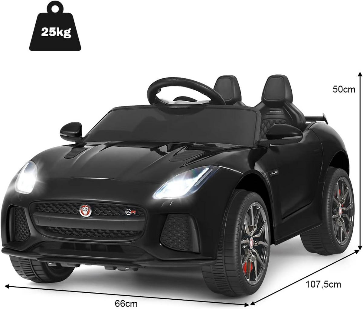 KINDERAUTO Jaguar 12V Elektro Schwarz - Schwarz, Kunststoff (107.5/66/50cm) - COSTWAY