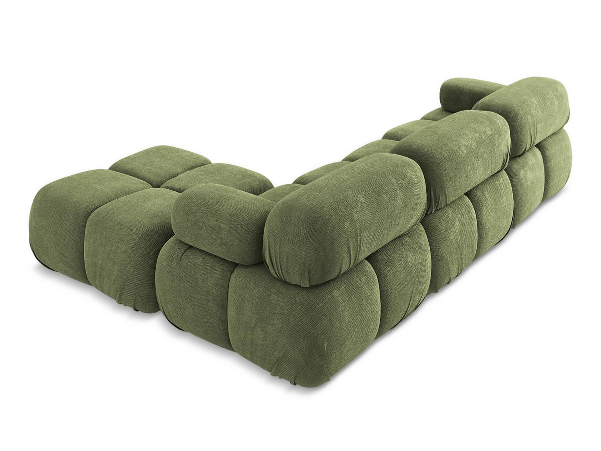 ECKSOFA Beidseitig Chenille Stoff Grün - Schwarz/Grau, Kunststoff/Textil (285/191cm) - Makamii