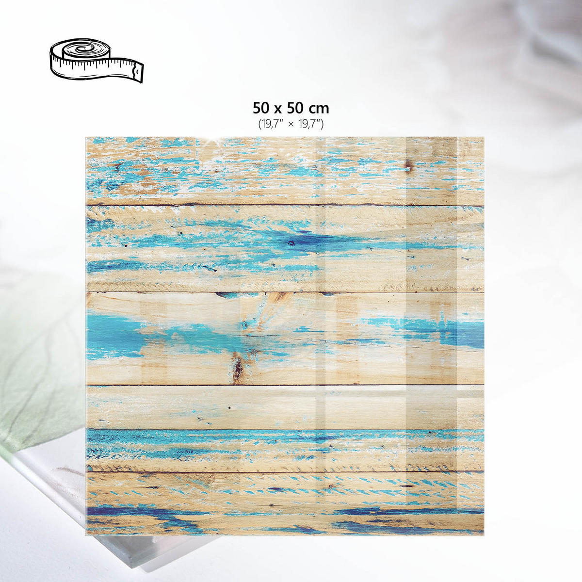TISCHPLATTE 50x50 cm – Holzbretter - Weiß, Glas (0.4/50/50cm) - Wallfluent