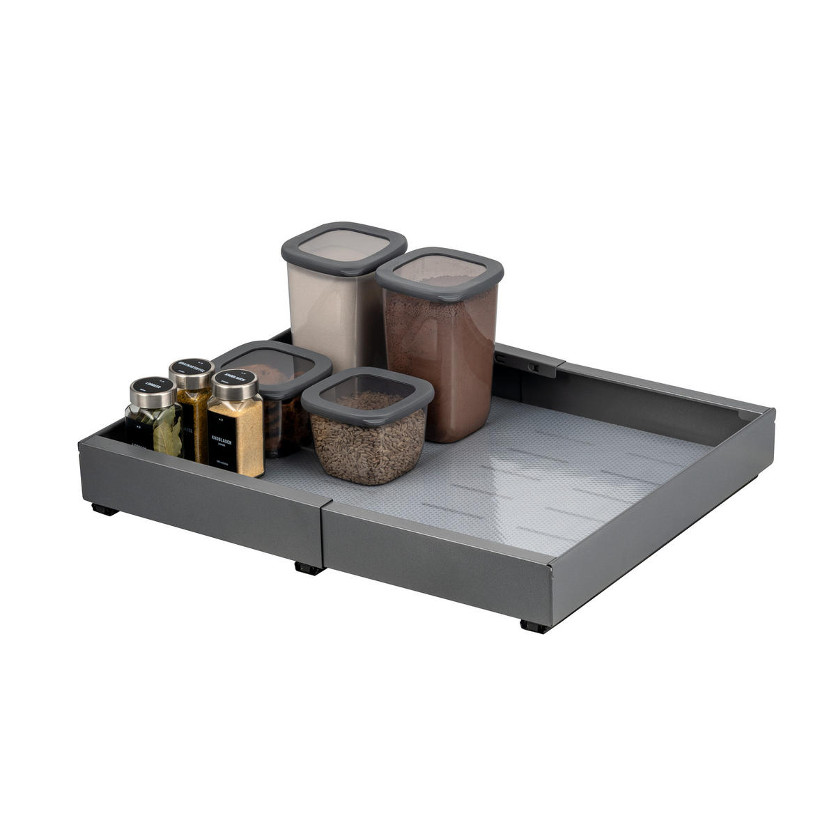 TELESKOPSCHUBLADE, zum Kleben oder Bohren, Breite von 31-51 cm, grau - Grau, Metall (51/6/42cm) - bremermann