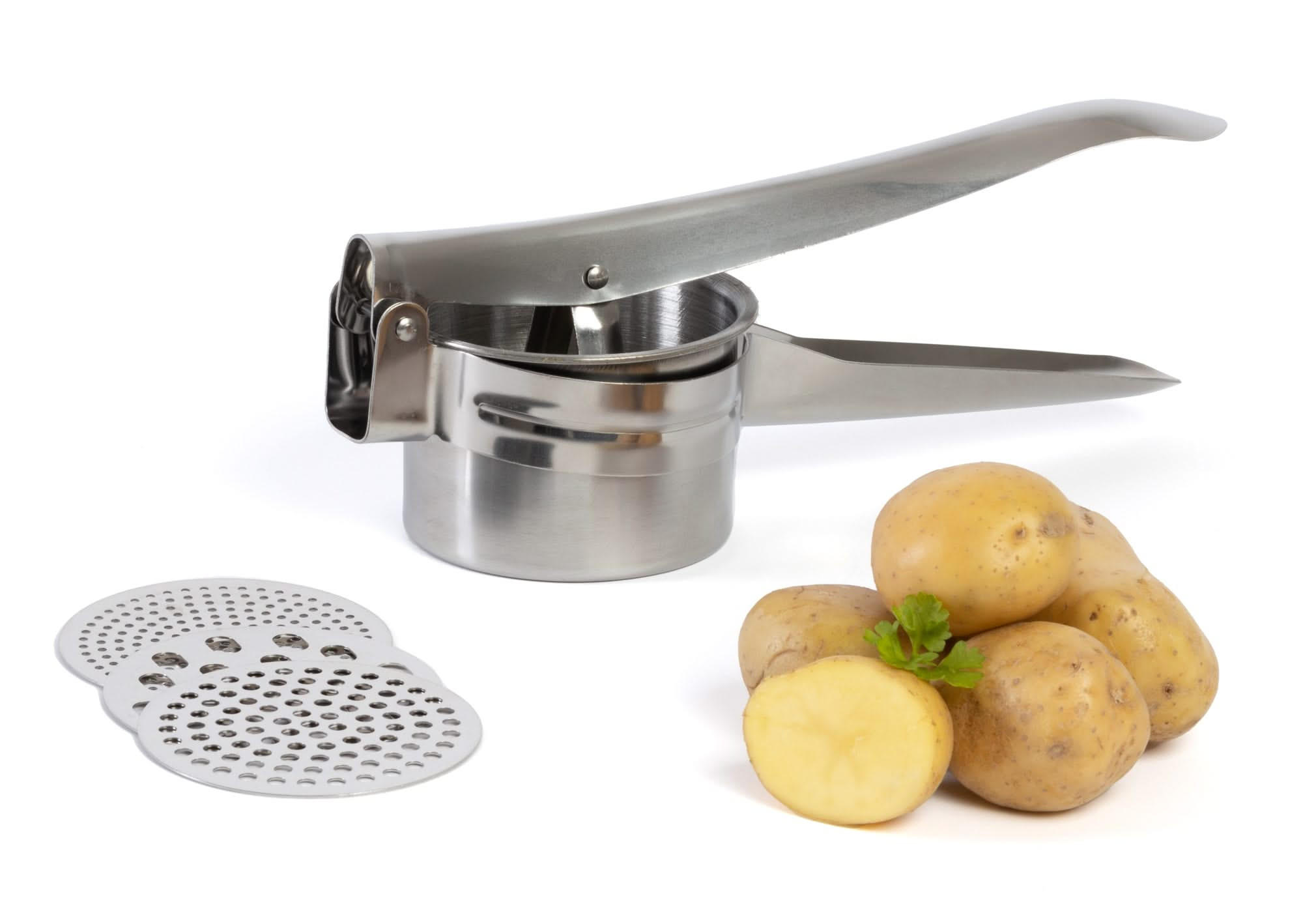 PÜREEQUETSCHMASCHINE Kartoffelpresse / Kartoffelstampfer - Edelstahl - ø 10 cm - Silberfarben, Metall (27cm) - Sareva