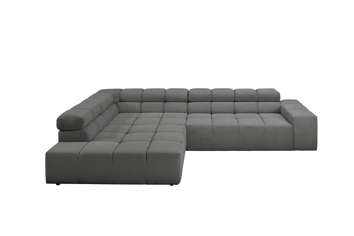 ECKSOFA NEVADA Anthrazit Cord - Anthrazit/Schwarz, Kunststoff/Textil (319/215cm) - KAWOLA