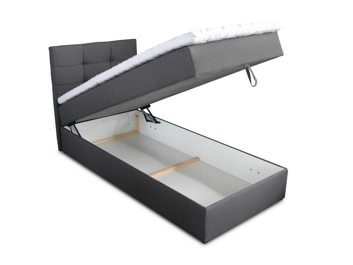 BOXBETT Best Mini - 120x200 - grau (Inari 91, Webstoff) - Schwarz/Grau, Holz/Holzwerkstoff (120/200cm) - Sofnet