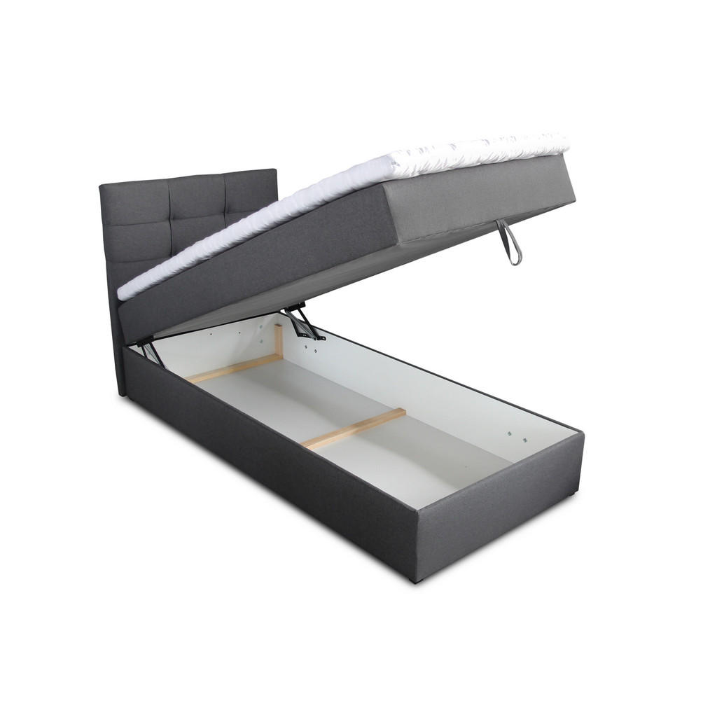 Thumbnail - Sofnet Boxbett, Dunkelgrau, Textil, H3, Rechteckig, 100x200 cm, Schlafzimmer, Betten, Boxspringbetten