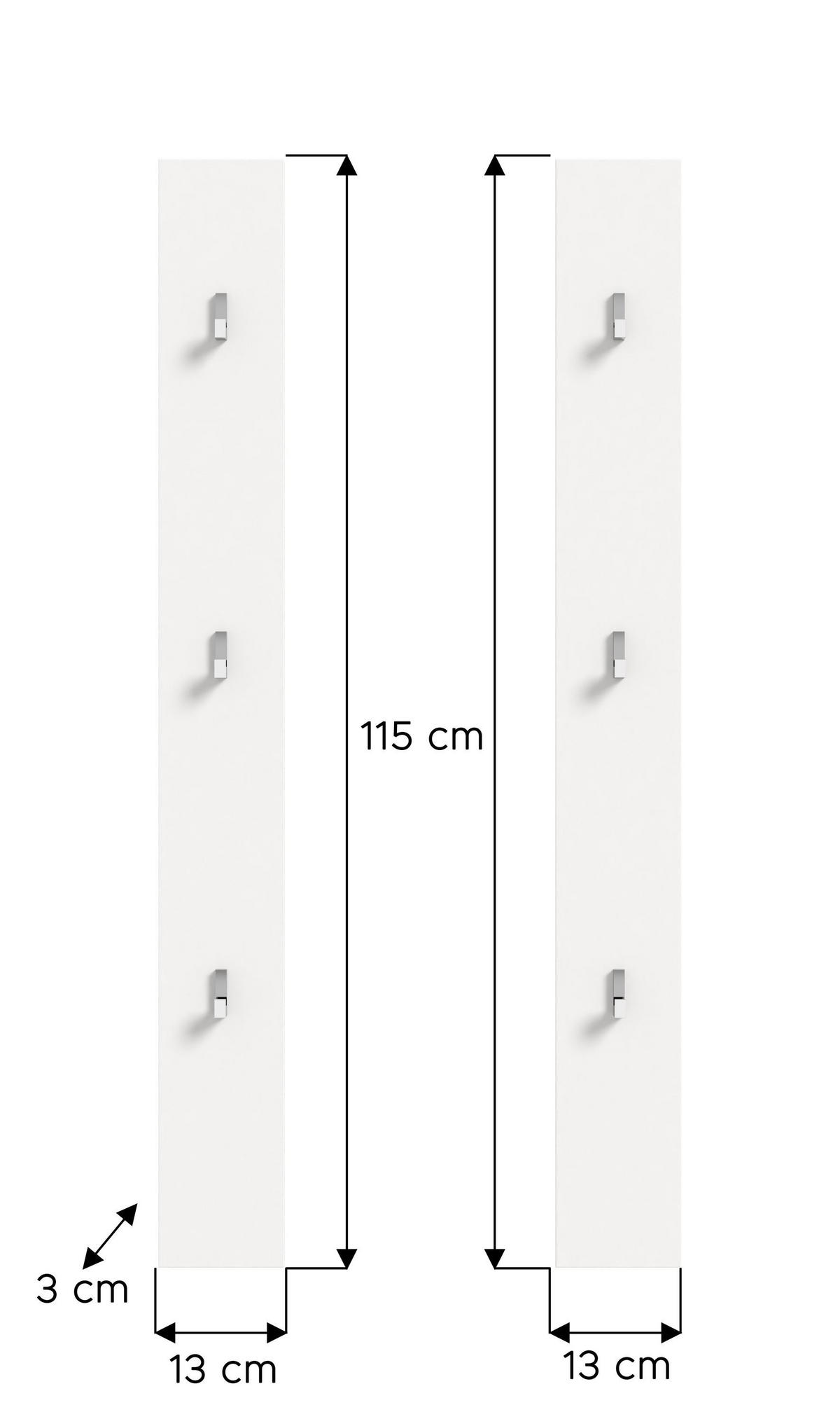 PANEEL 2er Set PROJEKT X (B/H/T: ca. 13/115/3 cm) in Weiß/weiß hochglanz - Weiß, Holzwerkstoff (13/115/3cm)