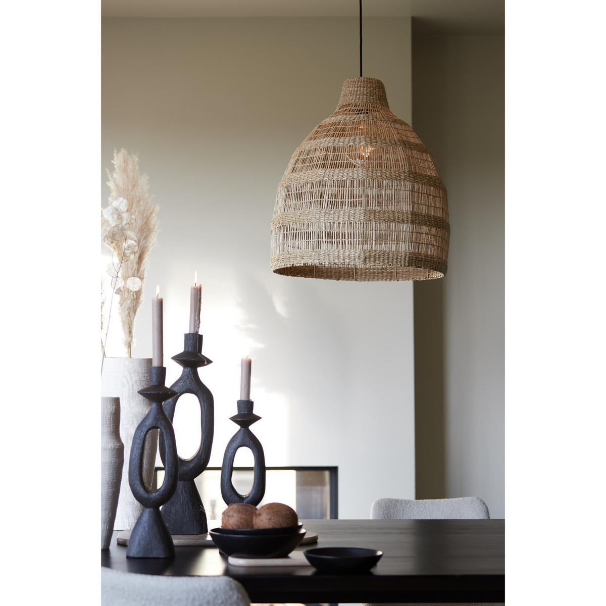 KERZENLEUCHTER Django Schwarz 14/14/50 cm - Schwarz, Holz (14/50/14cm) - Light & Living