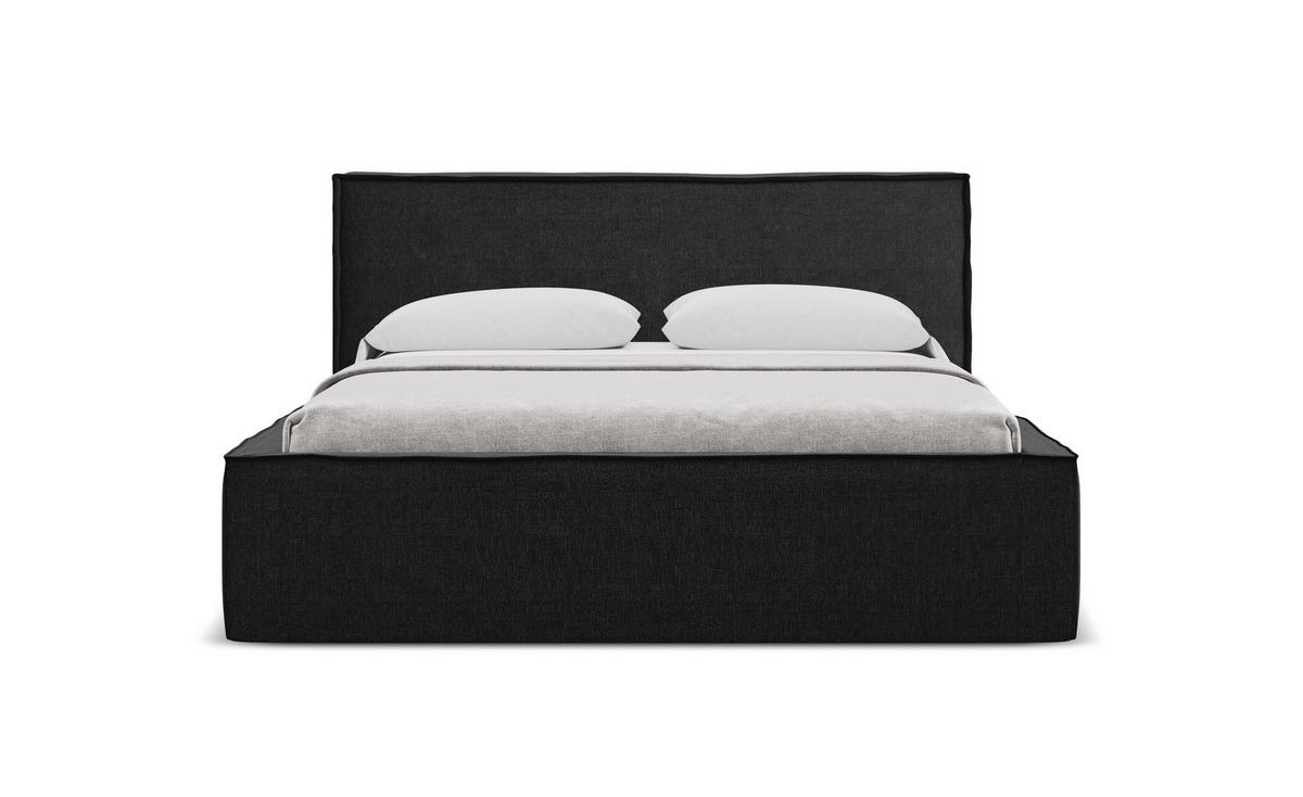 POLSTERBETT mit Bettkasten und Lattenrost 160x228 Schwarz - Schwarz, Kunststoff/Textil (140/200cm) - Makamii