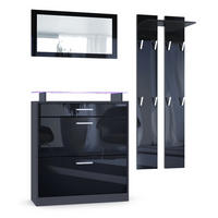 GARDEROBE Loret Front in Schwarz Hochglanz - Schwarz Hochglanz, Holzwerkstoff (180/200/23cm) - Vladon
