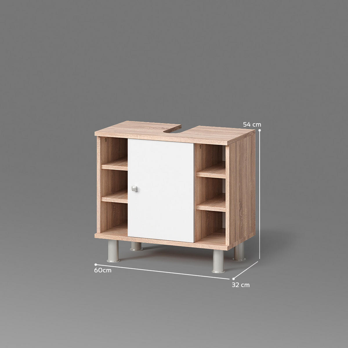 WASCHBECKENUNTERSCHRANK Fucino Sonoma 60 x 54 cm - Sonoma Eiche, Holzwerkstoff (60/54/32cm) - Livinity®