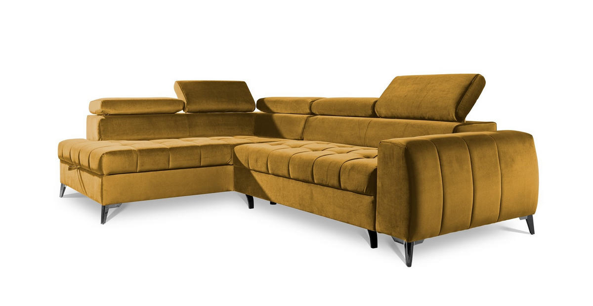 ECKSOFA Schlafsofa Agnesa In Salvador - Gelb, Holzwerkstoff/Textil (275/200cm) - Fun Möbel