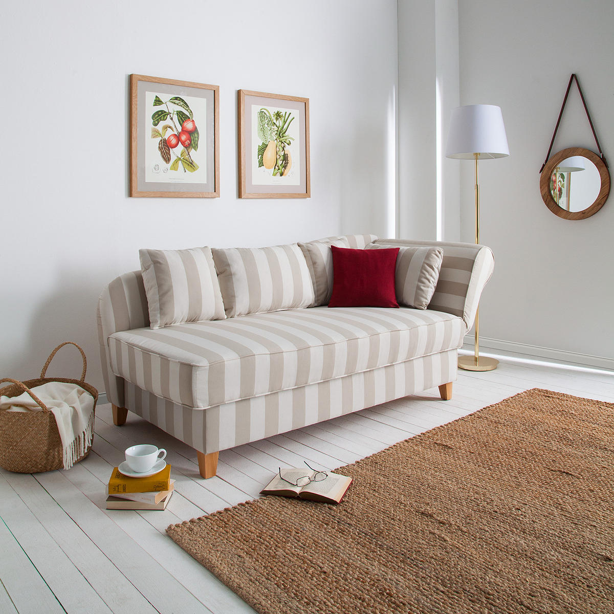 RECAMIERE - Webstoff - Beige, Textil (193/82/91cm) - home24