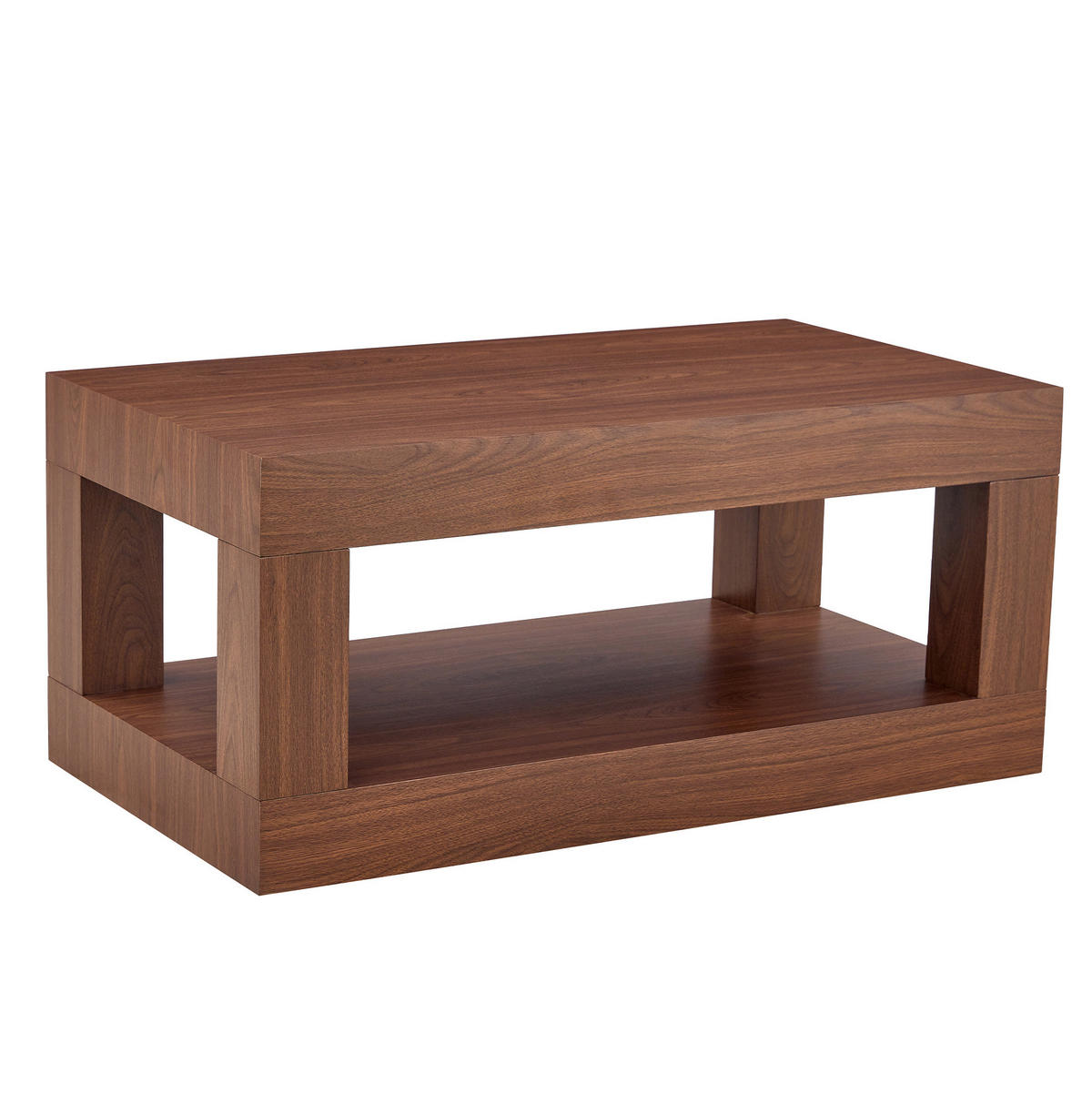 COUCHTISCH 93/53/46 cm mit 2 Ebenen, offenem Ablagefach und bodenschonenden Filzgleitern, Walnussfarben - Walnussfarben, Holzwerkstoff (93/53/46cm) - Redom