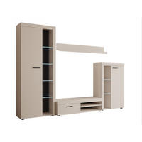 WOHNWAND Rumba mit LED Beleuchtung - Sandfarben, Holzwerkstoff (270/190/43cm) - MIRJAN24