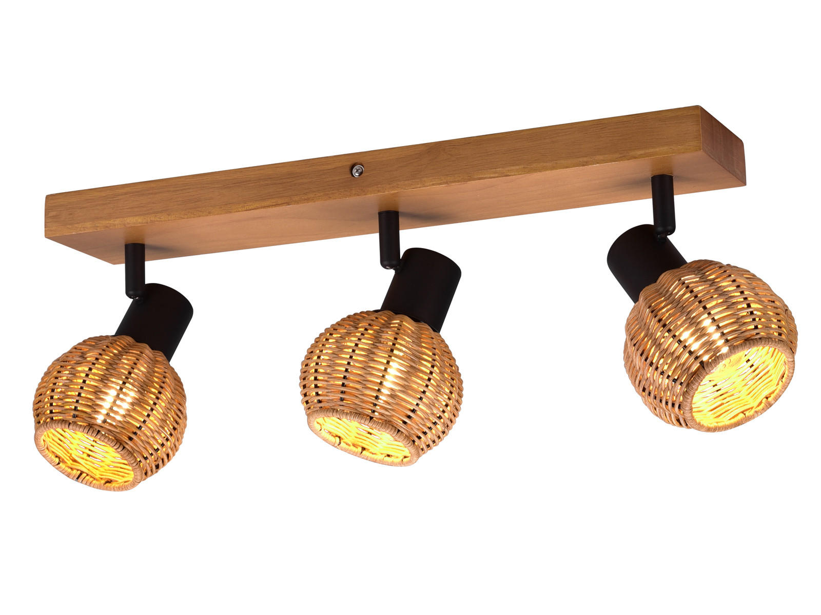 DECKENSTRAHLER Holz Breite 50cm, Lampenschirme Rattan - Naturfarben, Naturmaterialien/Holz (14/50/18cm) - meineWunschleuchte