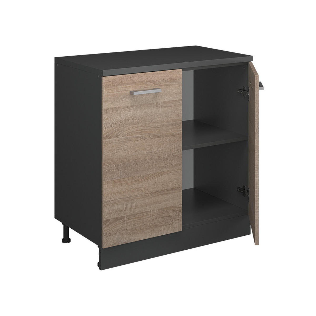 KUHINJSKA OMARA ZA POŠEVNE STREHE R-Line, Sonoma, 80 cm brez naklona z 2 vrati - hrast sonoma/antracit, leseni material (80/83.8/46cm) - Vicco