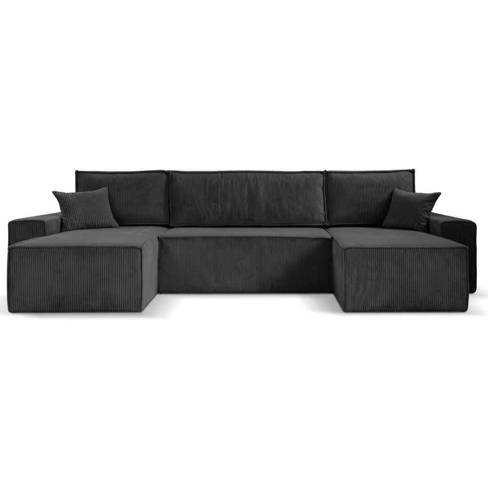 SEDACÍ SOUPRAVA Hektor U s funkcí spaní, tmavě šedá - černá/tmavě šedá, textil/plast (377/94/152cm) - Beautysofa